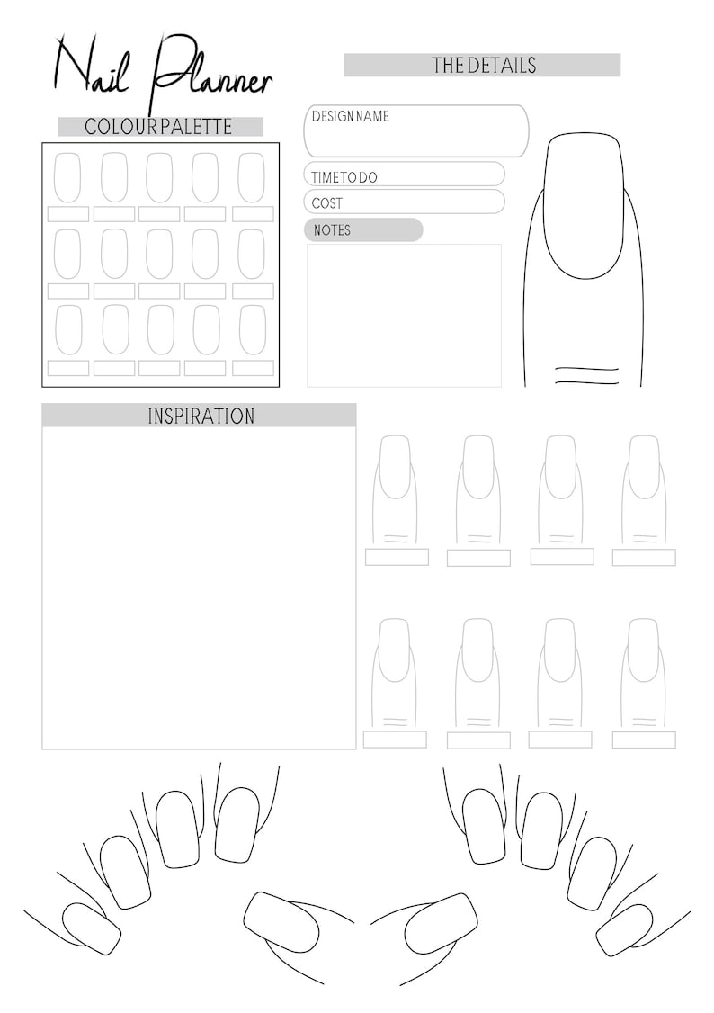 Nail Art Planning Book Nail Technician Design Book Beauty Etsy