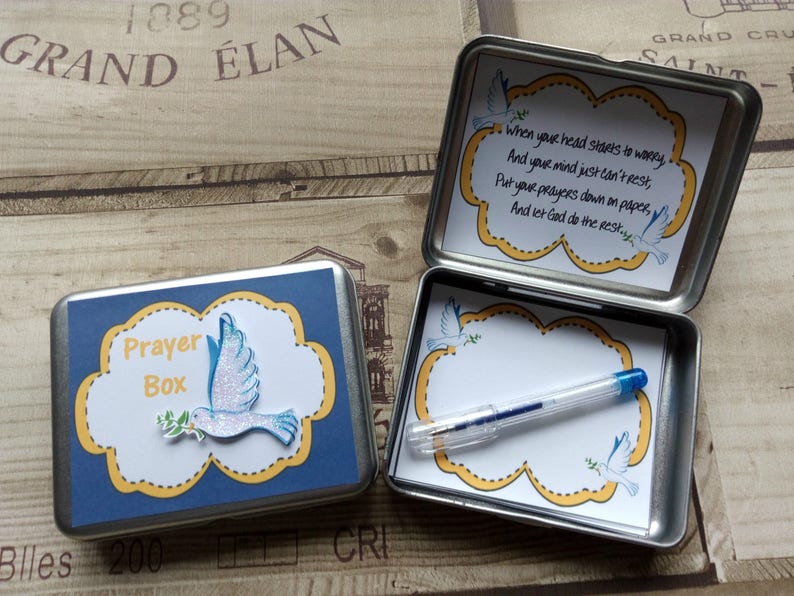 Prayer Tin Christening Gift Religious Box Etsy UK