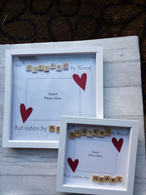 Handmade Scrabble Tile Photo Frame Not Sisters By Blood But Heart Gift Housewarming Present