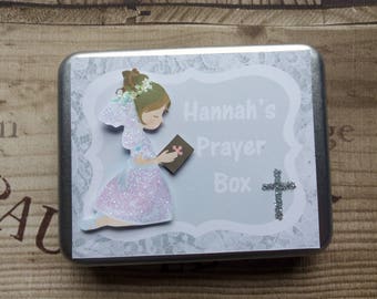 Prayer Tin - Prayer Box - Personalised Prayer Tin - Communion Prayer Box - Communion Gift - Christening Gift - Baptisim Gift - Gift For Her
