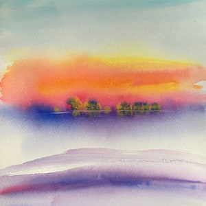 Original watercolor: “Il fiume Piave, una sera”