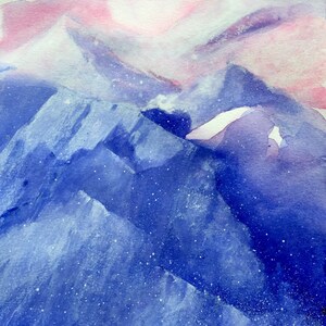 Original watercolor/gouache, title: abstract mountains