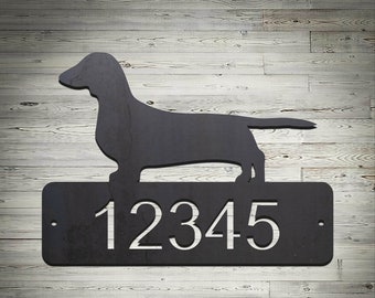 Dachshund Address sign 3 inch Numbers Steel art elegant street sign home House 