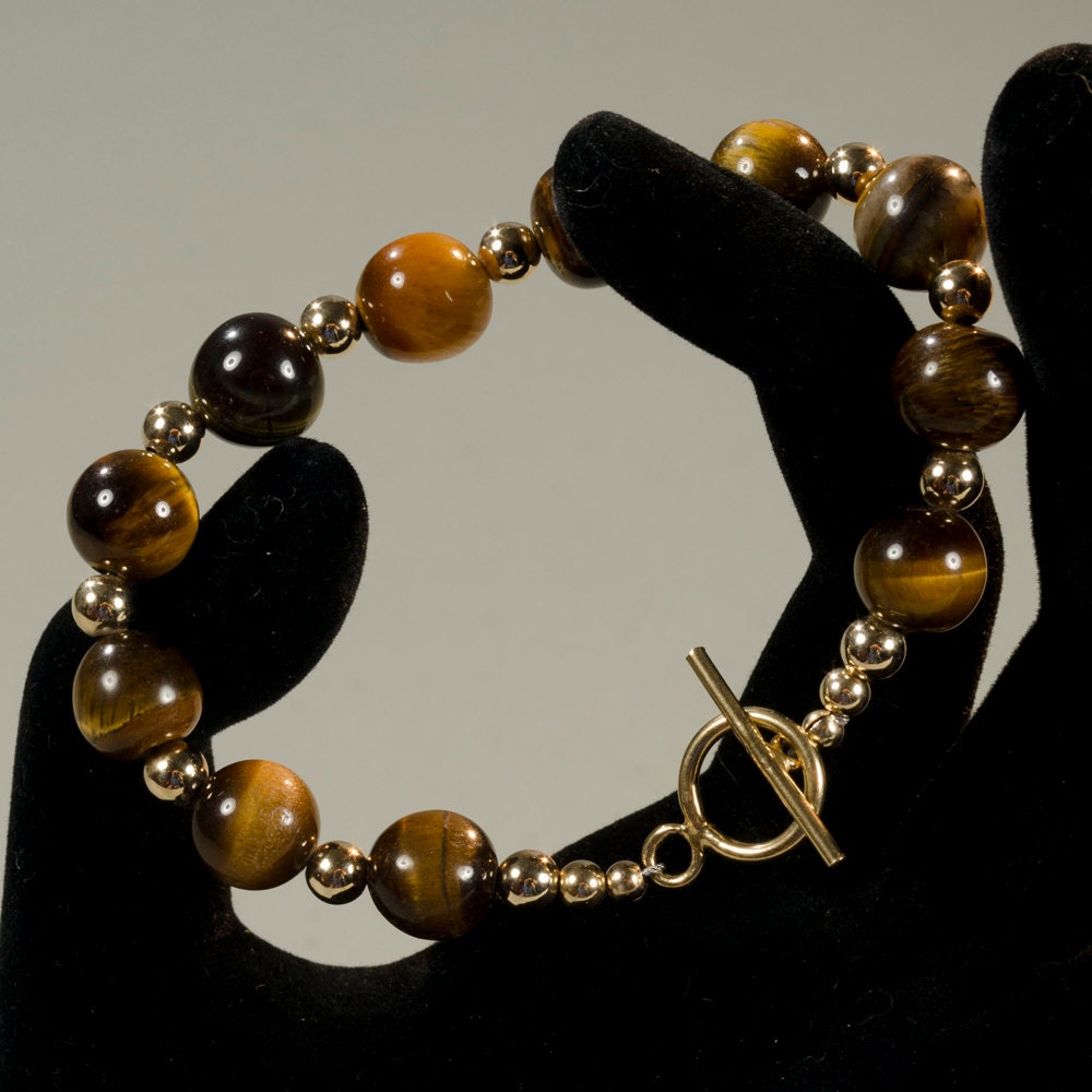 Tiger's Eye Bracelet With Goldfilled Beads and Clasp. Etsy