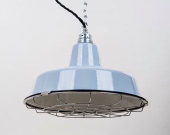 Factory Lamp 31cm Protective Grid Enamel Lamp Enamel Light Grey