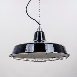 Industrial Factory Shade 16 enamel Ceiling Lighting lamp with protective grid image 1