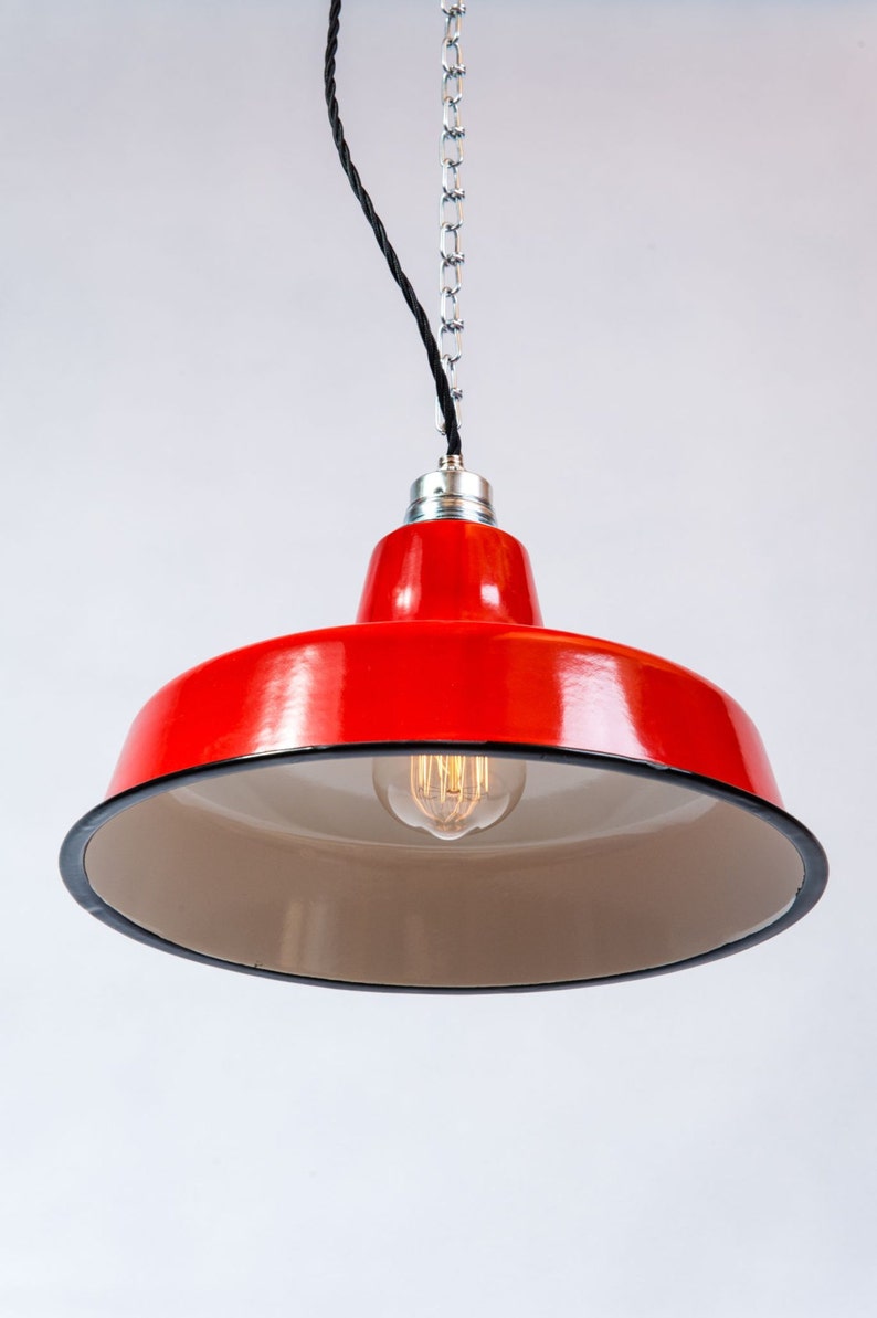 Factory lamp 31cm 12 enamel lamp Enamel red image 4