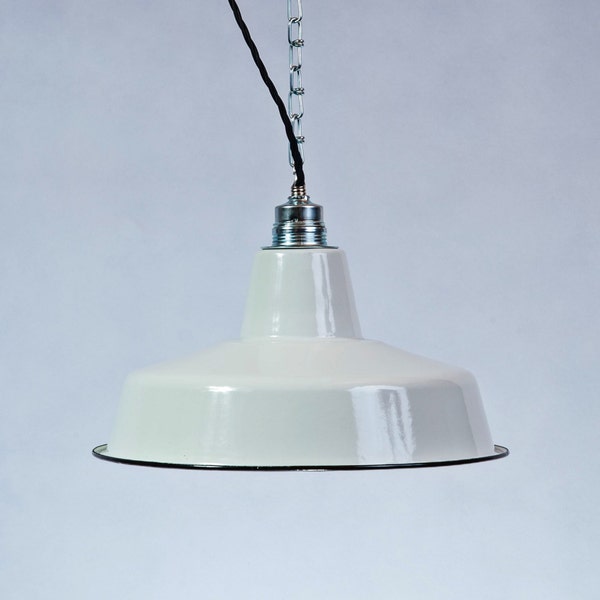 Lampe d'usine 31cm émail blanc