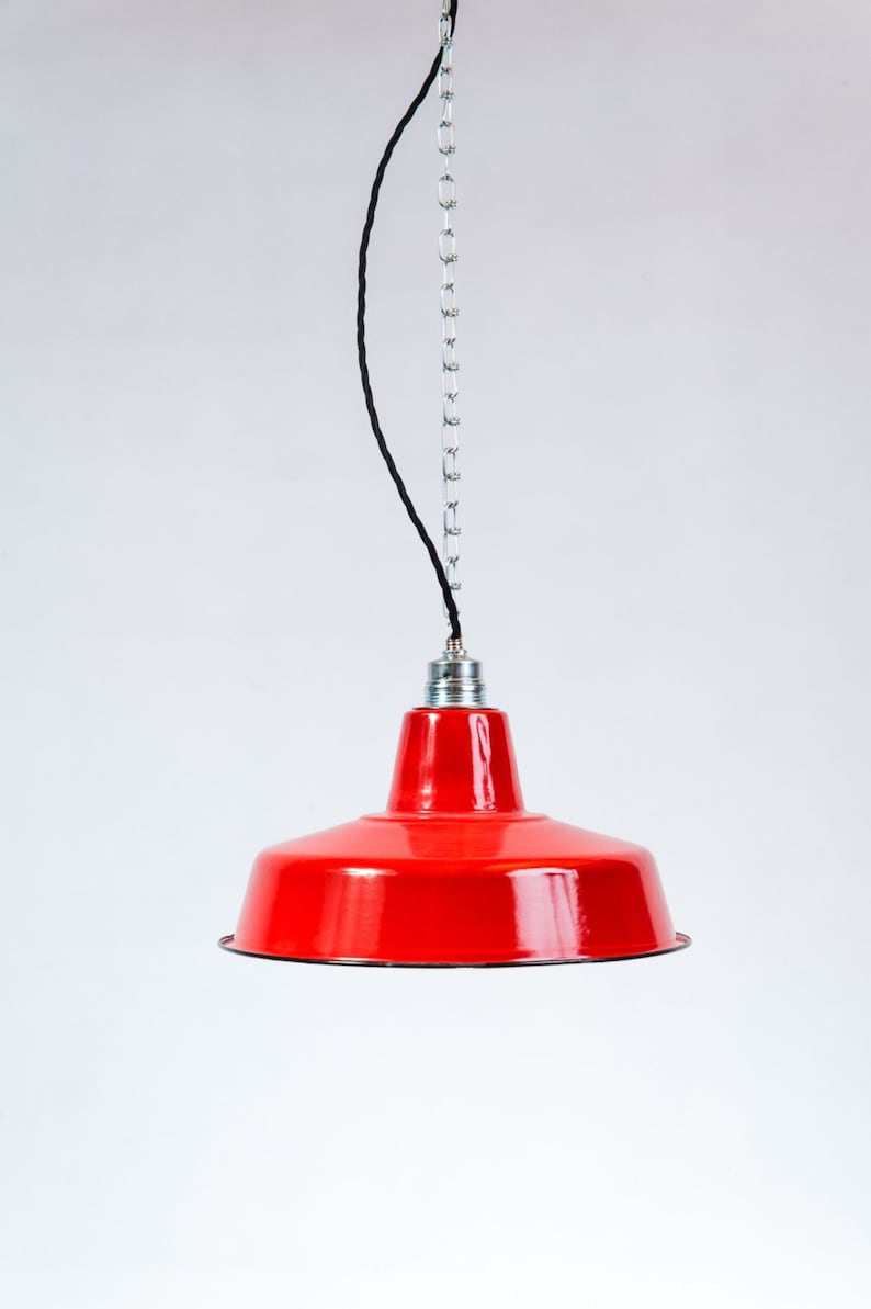 Factory lamp 31cm 12 enamel lamp Enamel red image 1