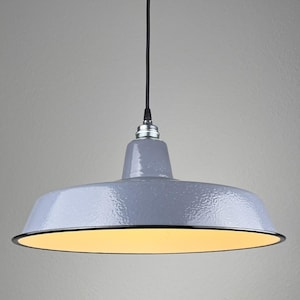 Emalj industriell lampa Ø45cm grå loft fabrikslampa vintage pendellampa E27 industriell hänglampa stål