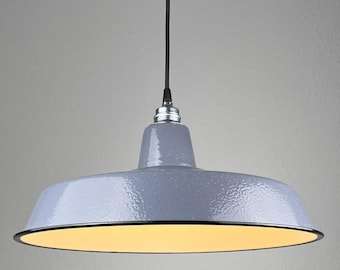 Lámpara industrial esmaltada Ø45cm gris loft colgante vintage pantalla E27 acero estilo retro