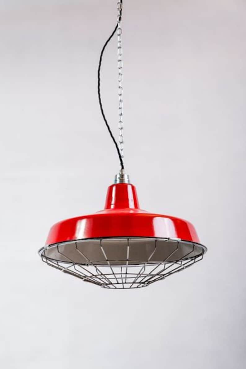 Factory Lamp 41 Cm Enamel Lamp Enamel Red Etsy UK