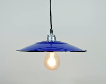 Lampa fabryczna 28 cm lampa emaliowana Emalia niebieska