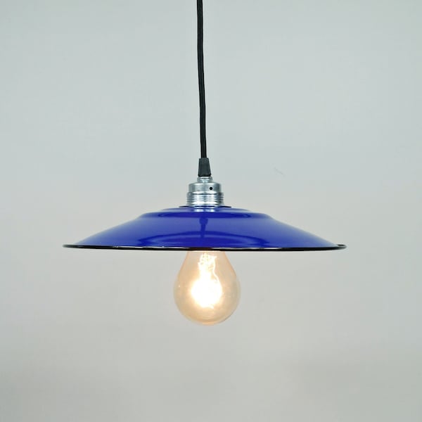 Fabriklampe 28cm Emaillelampe  Enamel blau