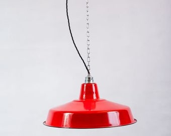 Factory lamp 41 cm enamel lamp Enamel red