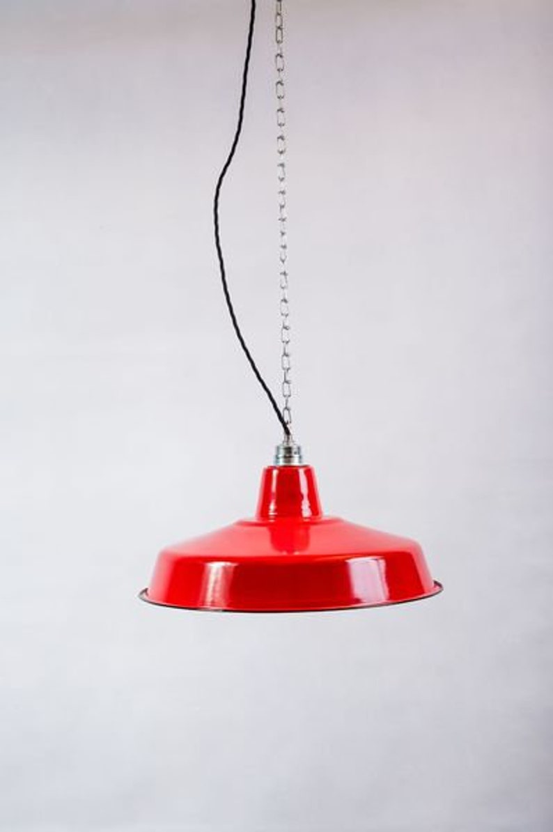 Factory Lamp 41 Cm Enamel Lamp Enamel Red Etsy