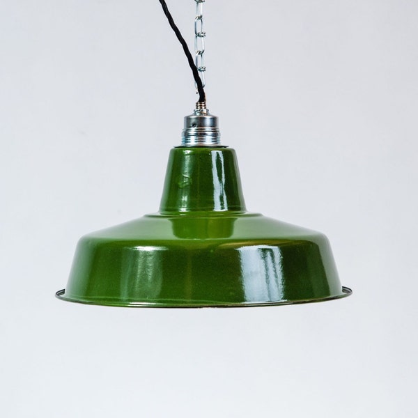 Lampe d'usine 31cm émail vert