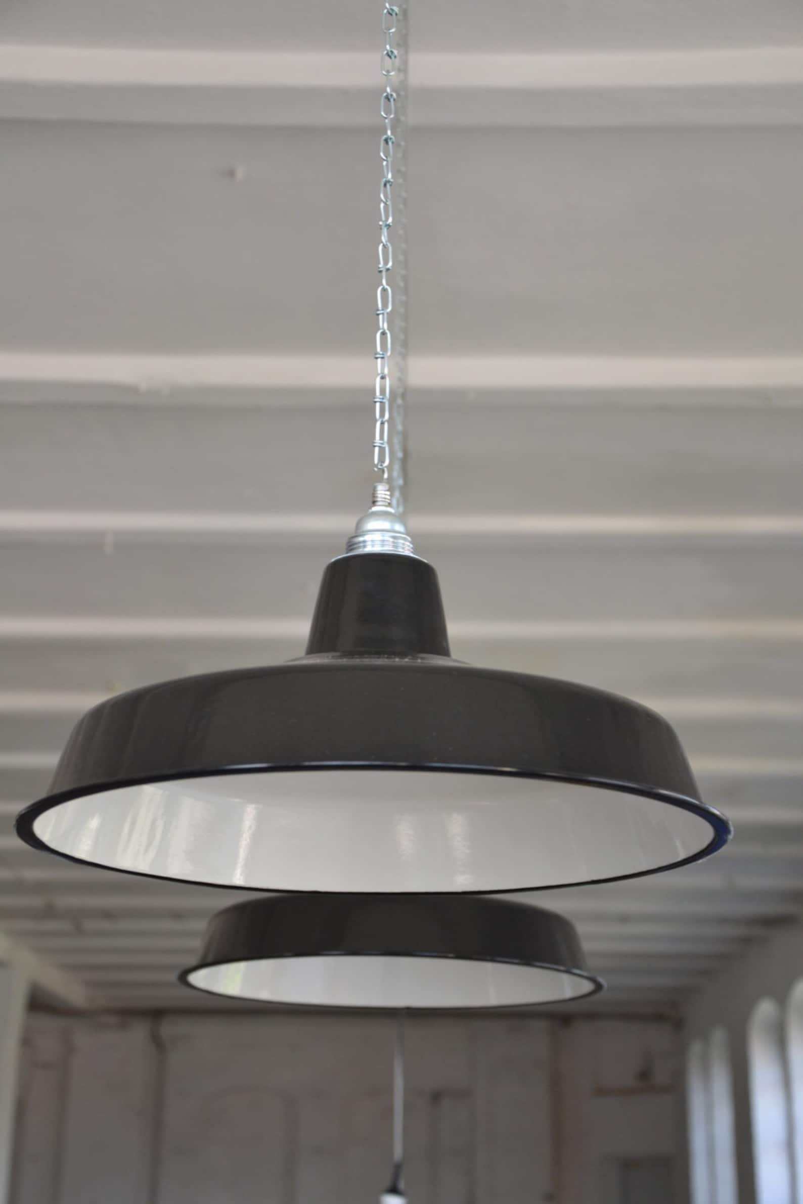 Industrial Factory Shade Enamel Ceiling Lighting Etsy New Zealand