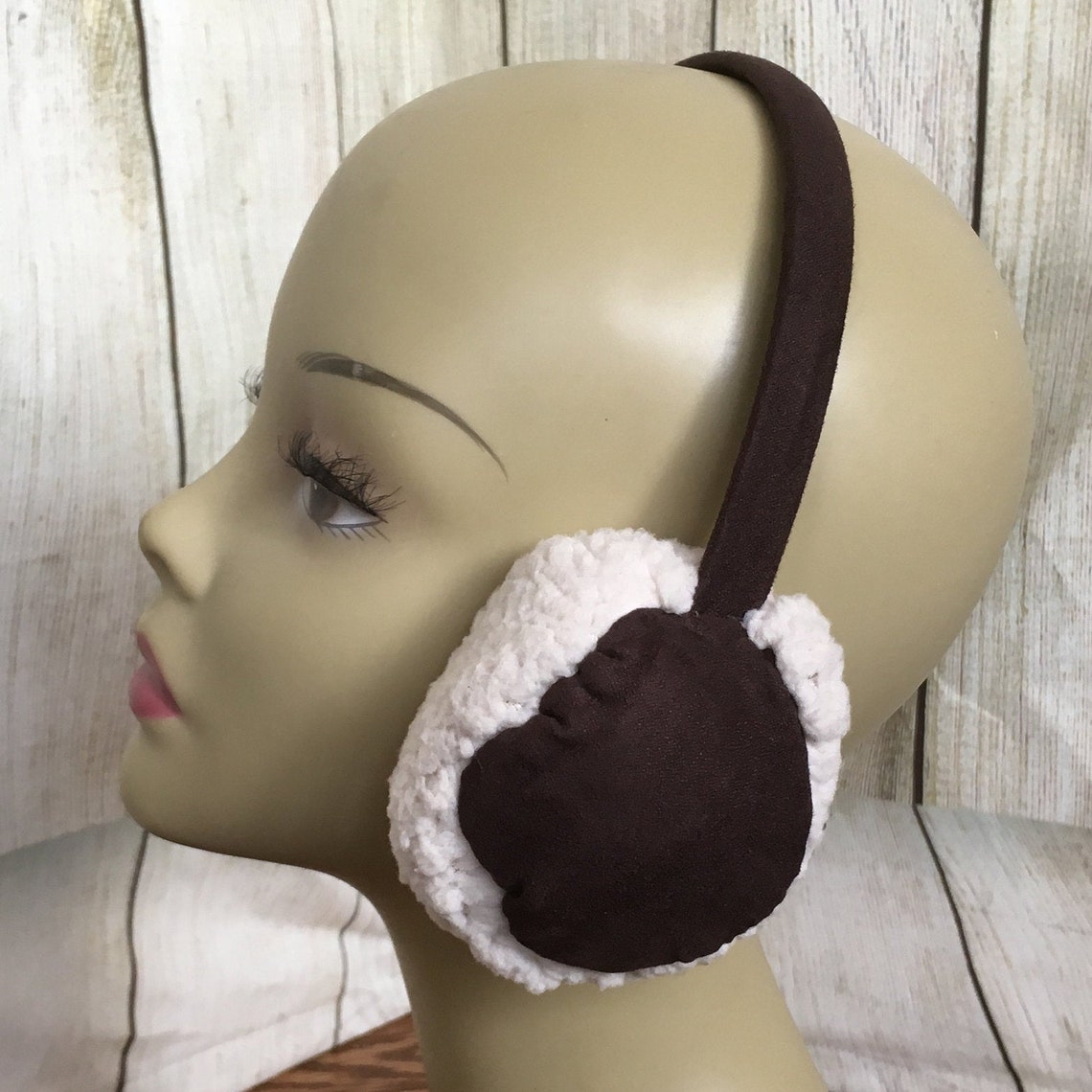 Faux Shearling Earmuffs black or Brown Etsy