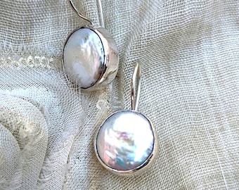 Baroque Pearl Hook Earrings: 925 Sterling Silver Dangle
