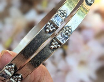 TARA- 925 Sterling Silver Indian bangles with zirconia stone