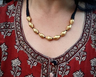 Gold polish Silver dholki necklace and earring set