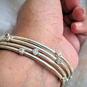 Zirconia Bangle, Pure silver Bangle, Indian Bangle