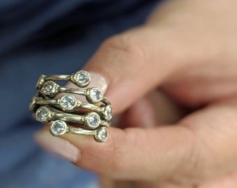 Cubic Zirconia Sterling Silver Multiband Ring - Indian Jewelry