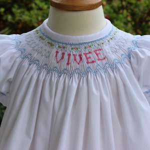 Custom Smocked Monogram Bishop|Personalized Bishop Dress|Special Occasion Bishop Dress|Portrait  Dress