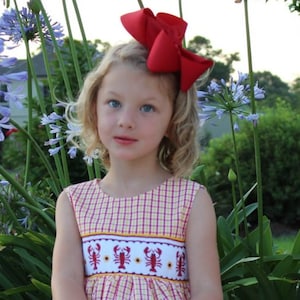 Red Hot Crawfish Custom Smocked Dress by CutieP2Tee Kids // Smocked Dress // Smocked sundress