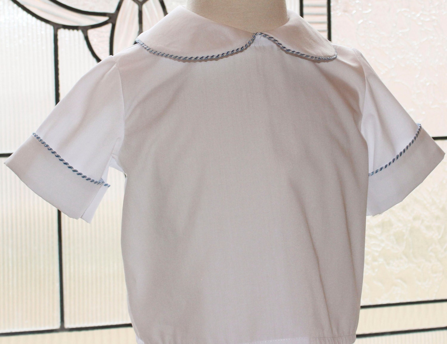 Piped Peter Pan Shirt - Red Piping