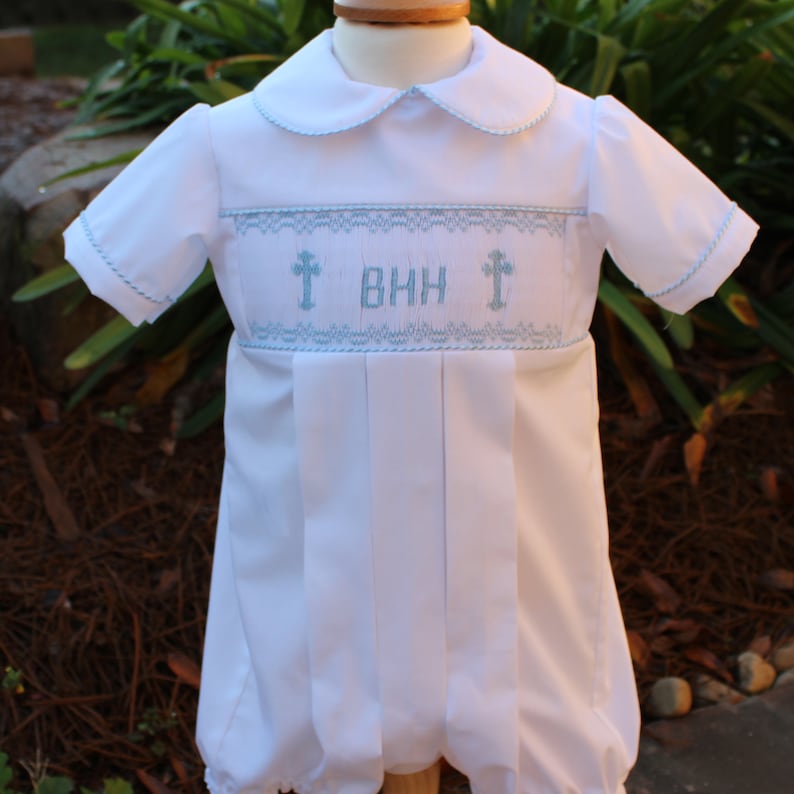 Smocked Cross Jon Jon - Blue