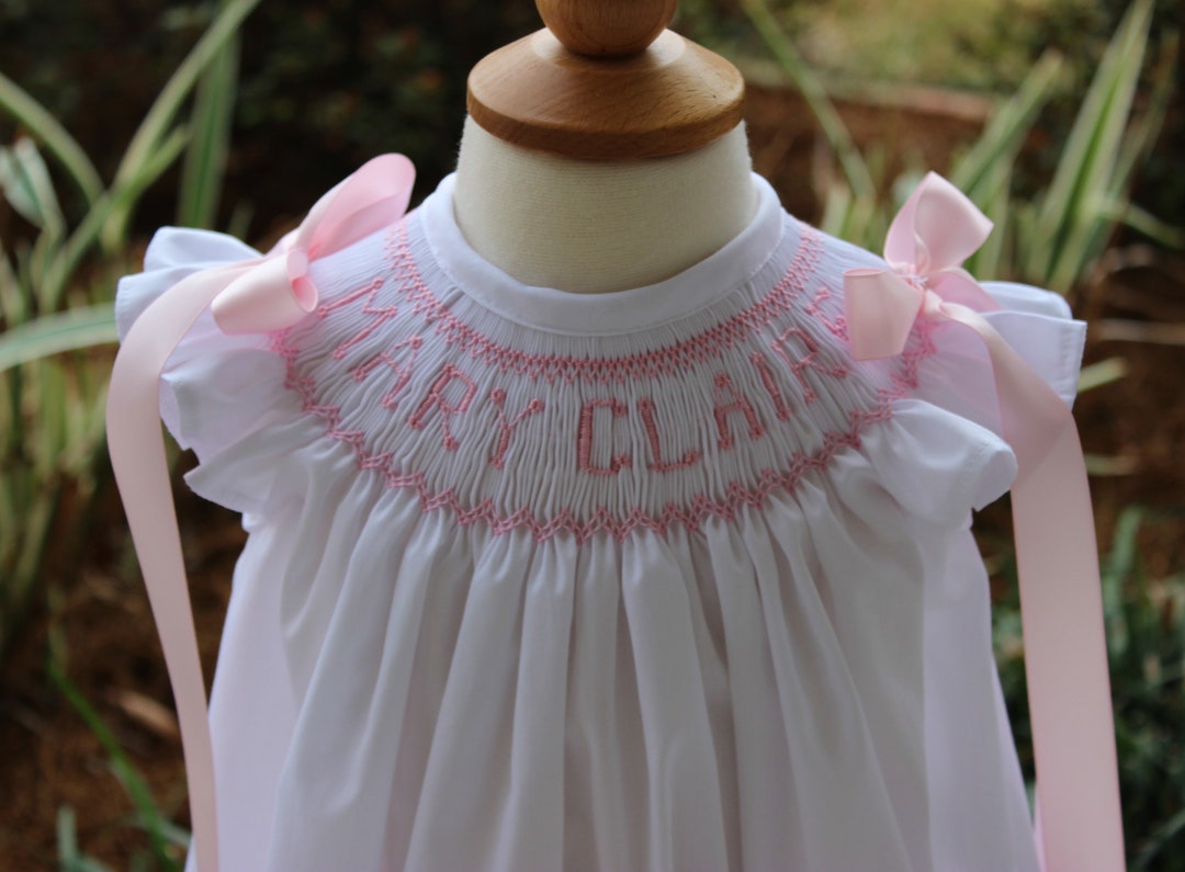 Smocked Name Bubble,custom Smock,hand Smocked Dress,monogram