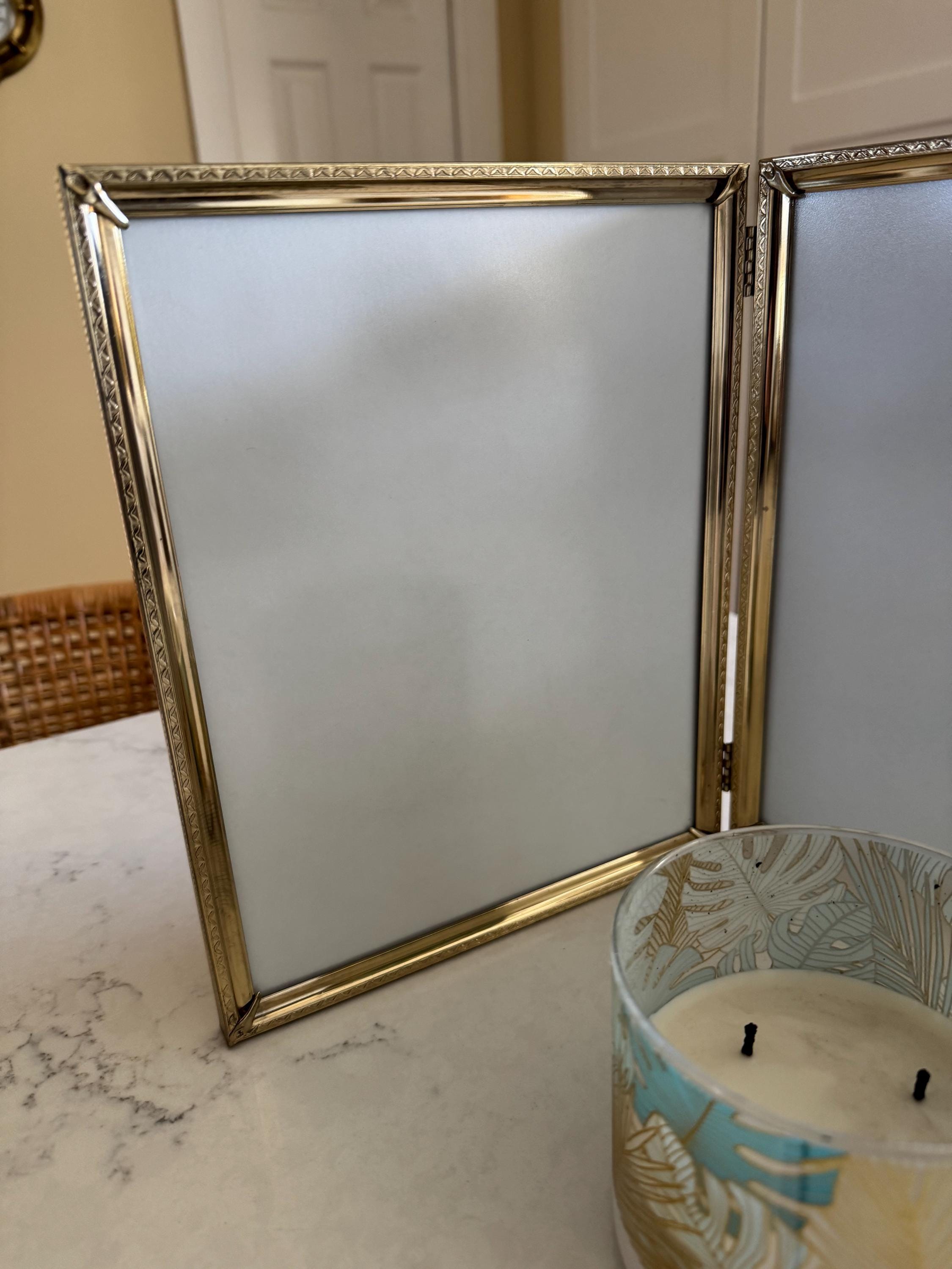 Vintage Bi-fold Gold Metal Picture Frames, 8 X 10 Double Picture Frames ...