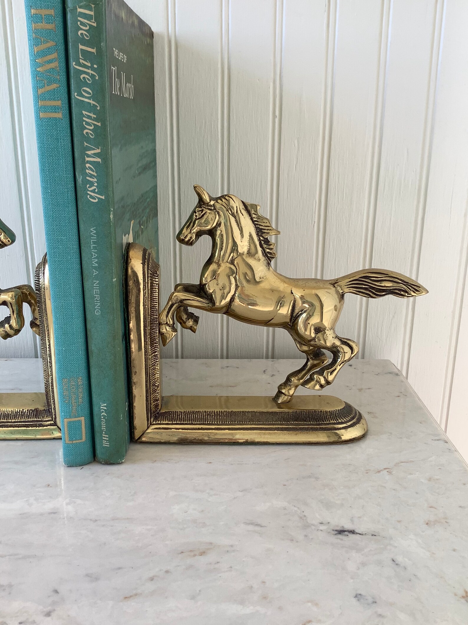 Vintage Pair of Brass Rearing Horse Bookends Brass Stallion Etsy