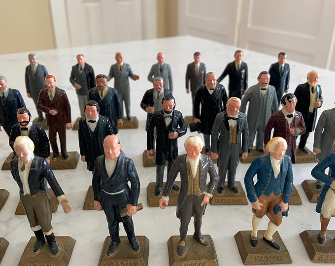 Vintage 1960s Marx US President Figurine Collection, Washingtonnixon, Complete Set of 35
