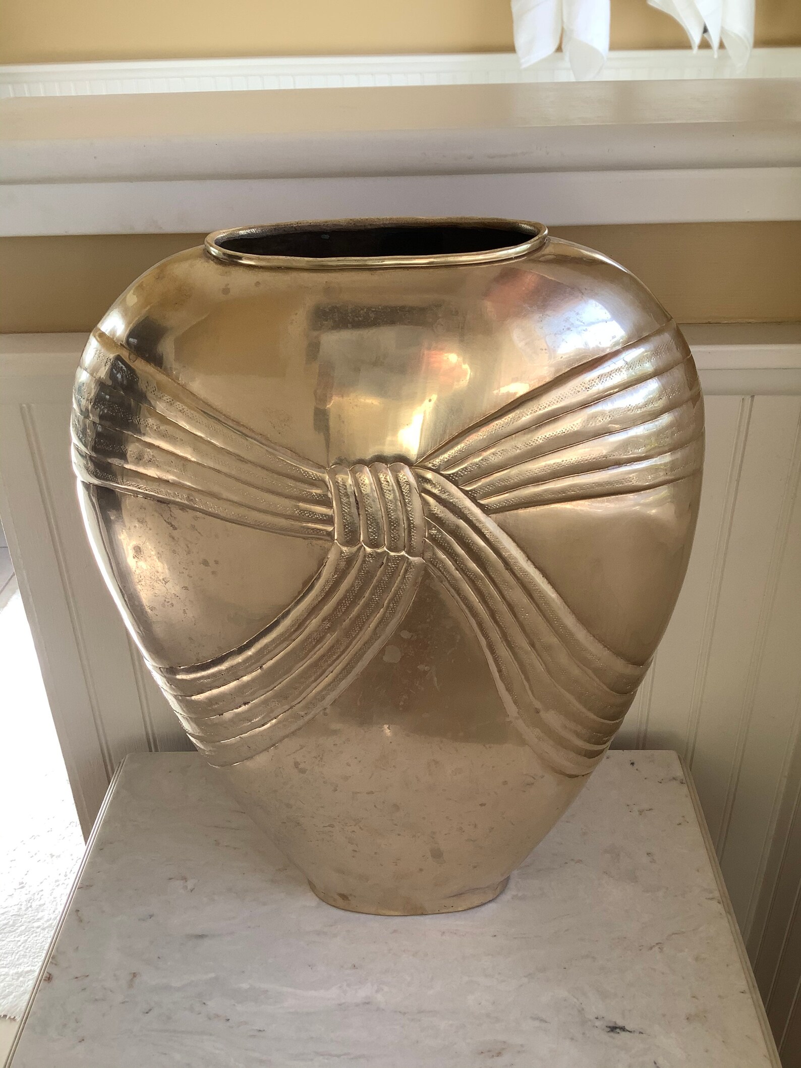 Vintage Art Deco Brass Vase Large 17.5 Brass Vase Narrow Etsy