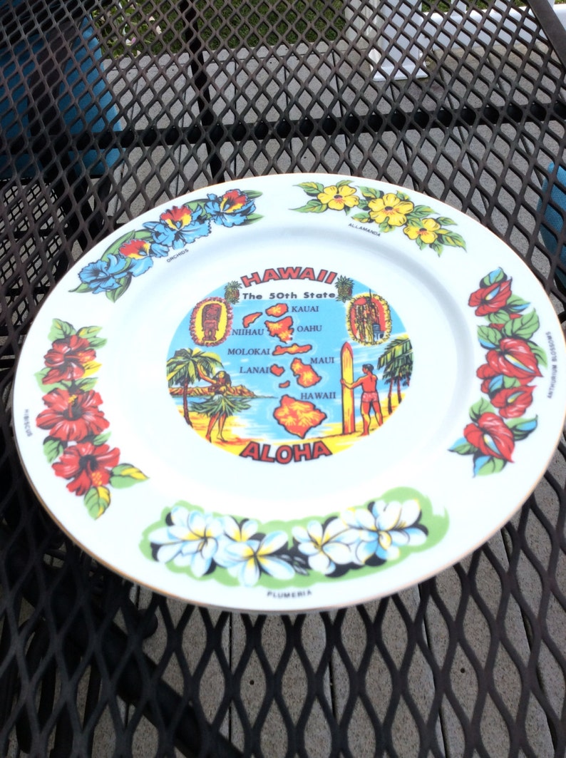 Vintage Hawaii 50th State Collectors Souvenir Plate 11 Etsy