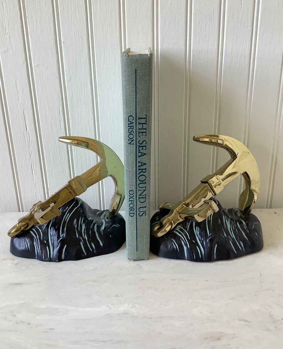 Vintage Brass Anchor Bookends, P.M. Brass Bookends, Nautical Bookends ...