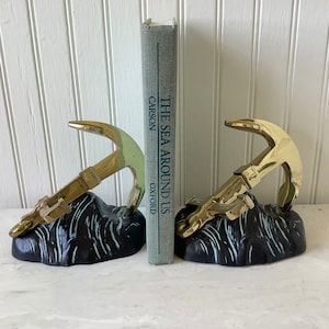 Vintage Brass Anchor Bookends, P.M. Brass Bookends, Nautical Bookends, Beach, Coastal, Maritime