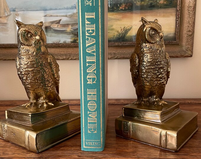 Vintage Pair of Brass Owl Bookends, P.M. Craftsman Bookends, Owls on