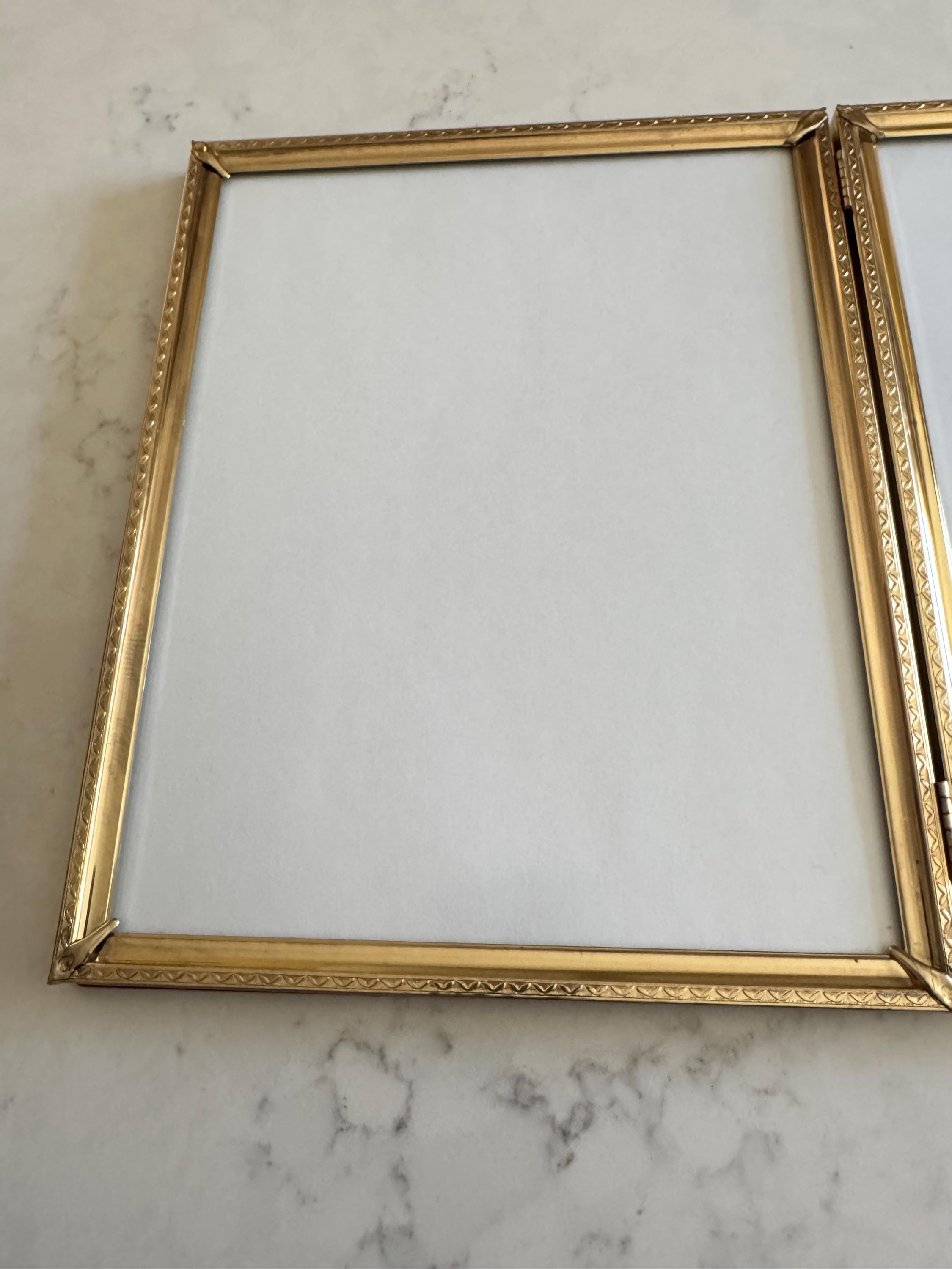 Vintage Bi-fold Gold Metal Picture Frames, 8 X 10 Double Picture Frames ...
