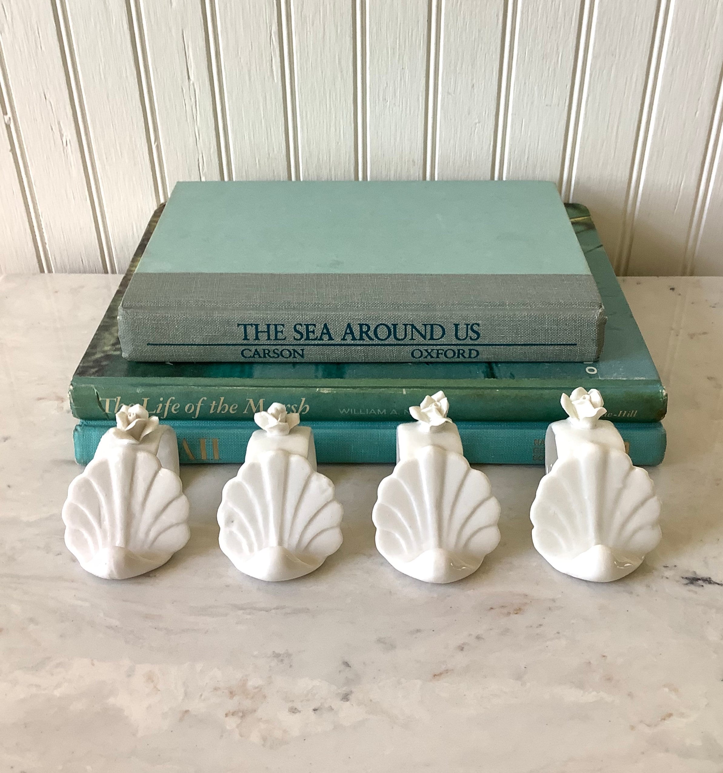 Vintage Bone China Seashell Napkin Ring Holders, Place Card Holders ...