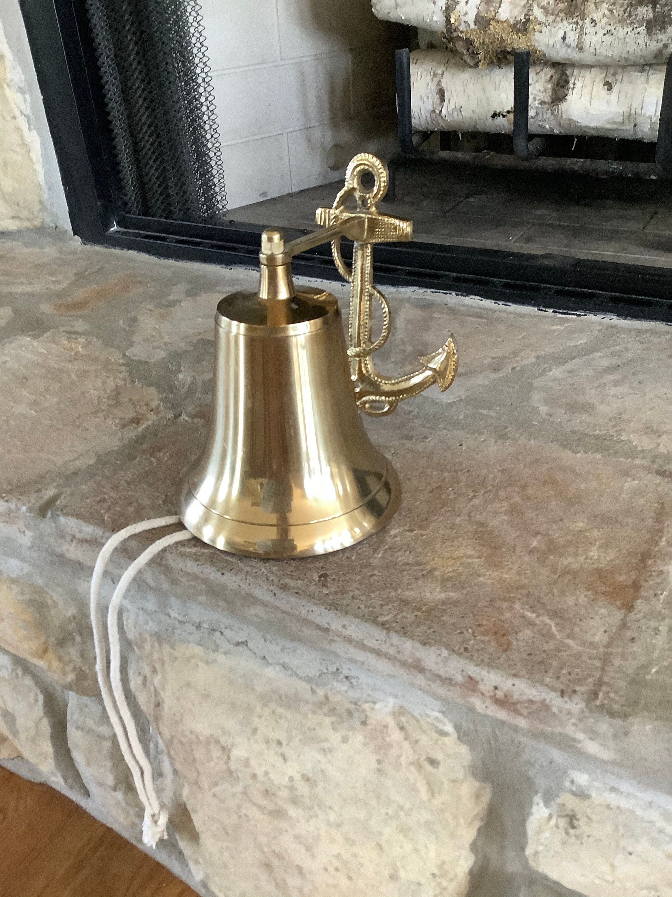 Vintage Large Brass Bell Brass Anchor Bell Wall Mount Brass Etsy