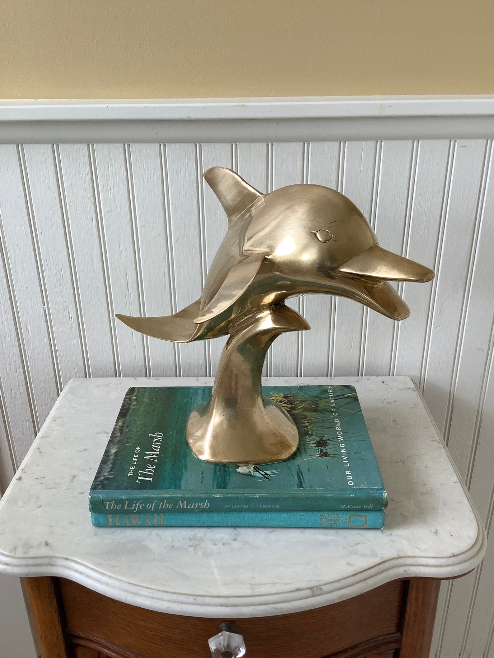 Vintage Large Brass Dolphin Statue Brass Statue Brass | Etsy