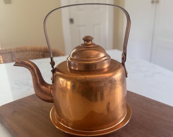 Vintage Copper Tea Kettle OPA Peltiteos OY Helsinki Finland, Small Teapot