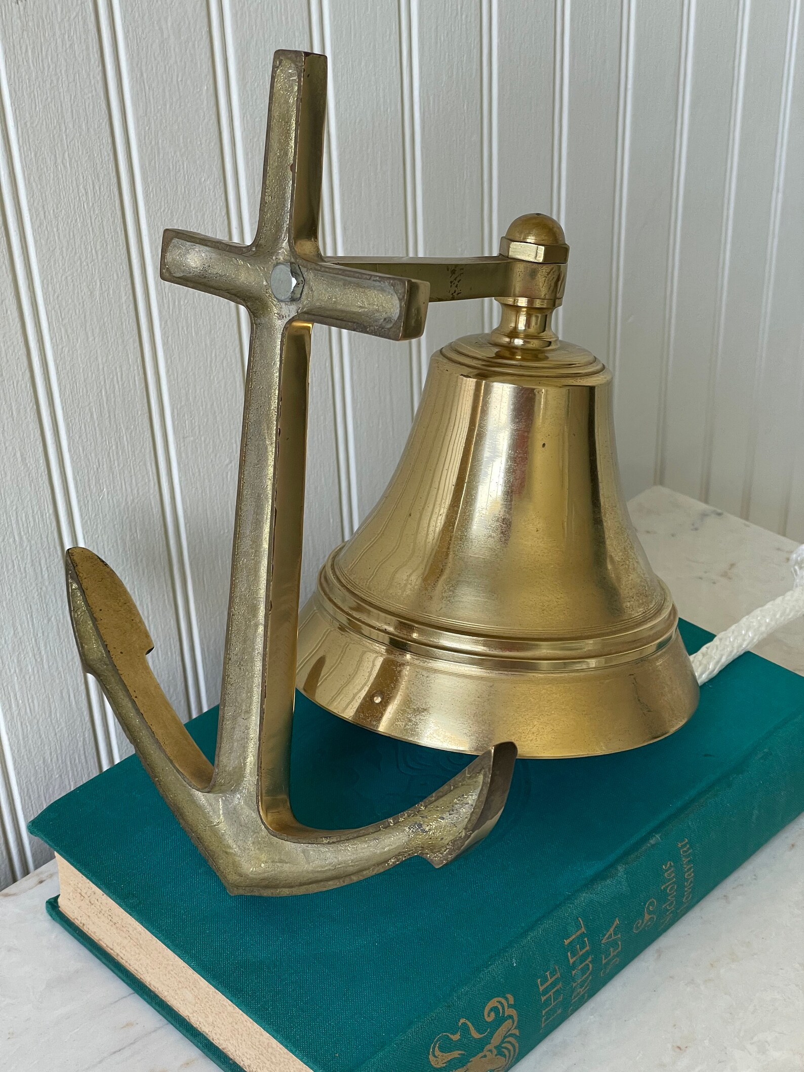 Vintage Large Brass Anchor Bell Wall Mount Bell Brass Etsy