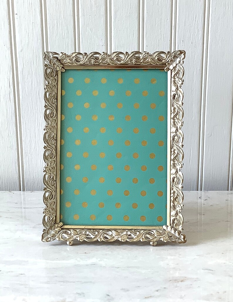 Vintage 5 X 7 Ornate Metal Picture Frame Gold Whitewashed Picture Frame Filigree Picture Frame Wedding Special Occasion