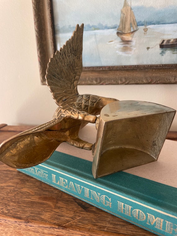 Vintage Brass Eagle Statue, Wings Spread Eagle, Brass Statue
