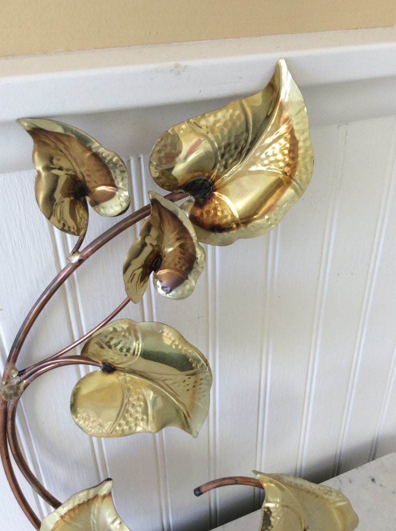 Vintage Copper & Brass Leaf Wall Sconce Metal Leaf Art Etsy